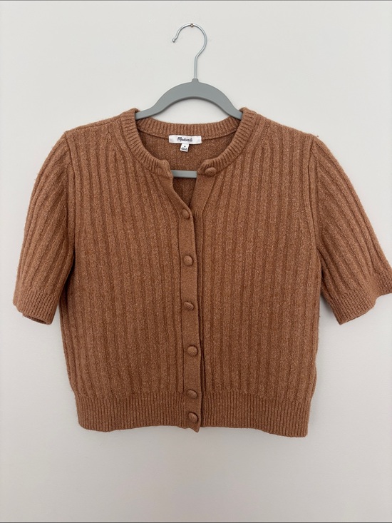 Madewell Sweaters - Madewell Short Sleeve Ribbed Cardigan - Caramel Brown Size Medium